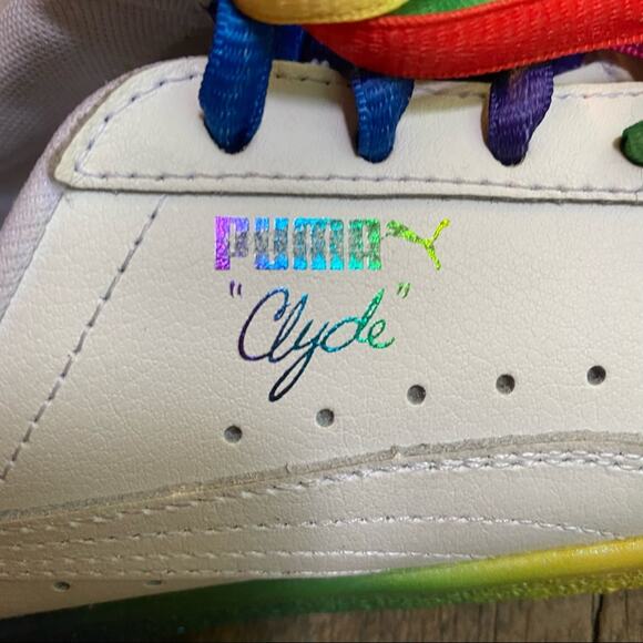 Puma Clyde Pride Shoes Mens sz 6 Rainbow Casual Sneakers LGBTQ 365742-01 - Picture 12 of 13